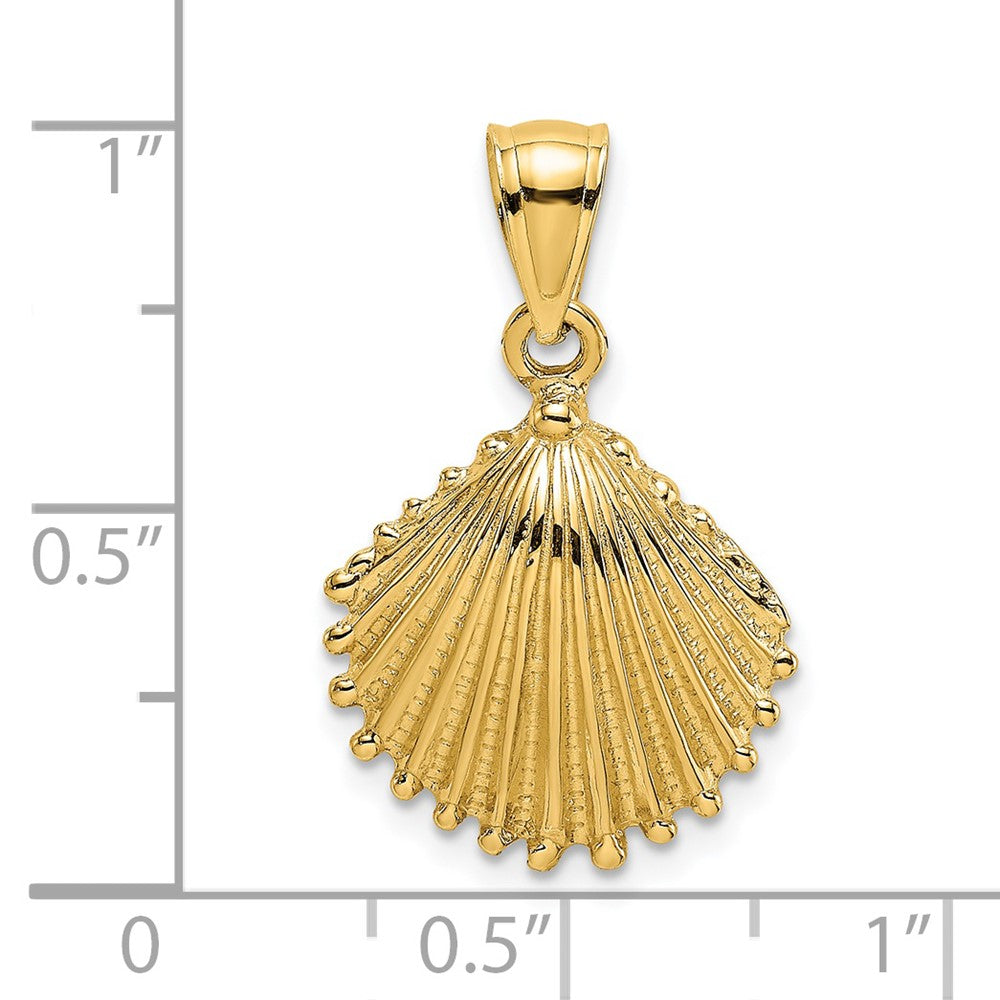 14k Yellow Gold 14.8 mm Textured Scallop Shell Charm (1.64 grams)
