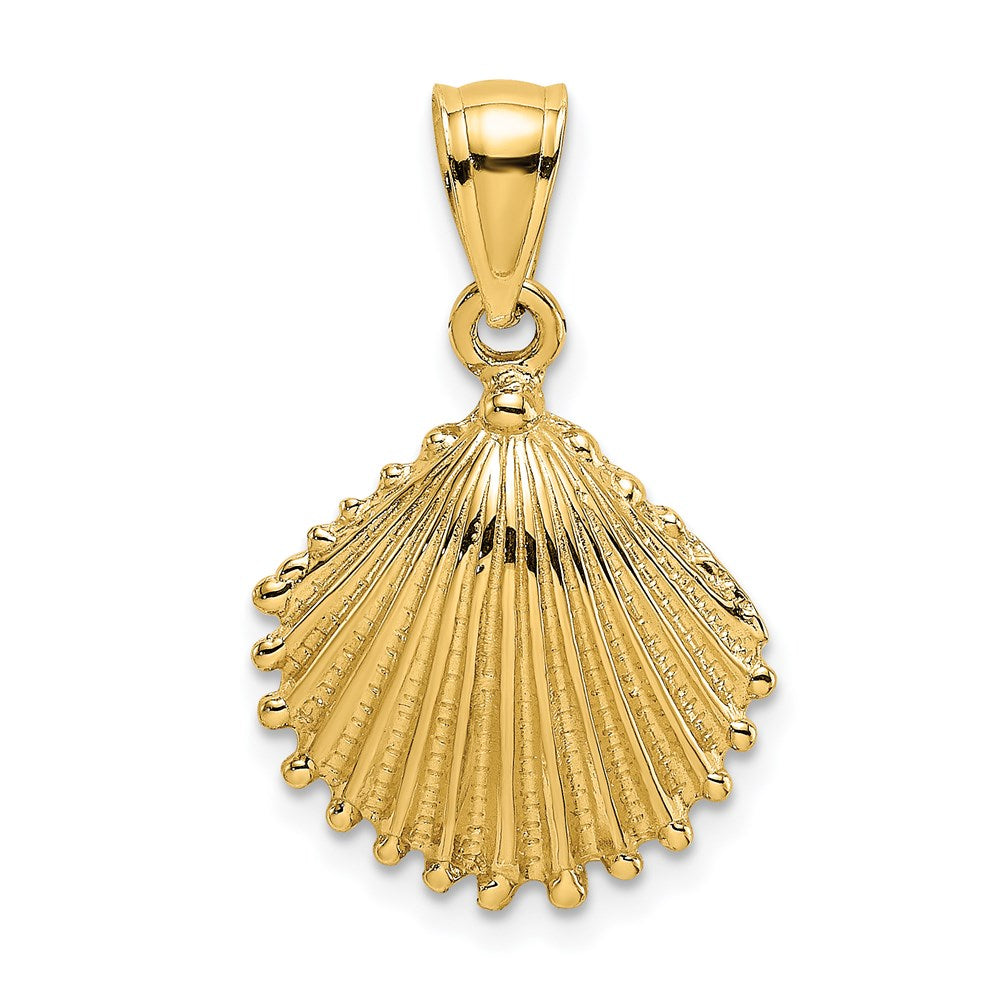 14k Yellow Gold 14.8 mm Textured Scallop Shell Charm (1.64 grams)