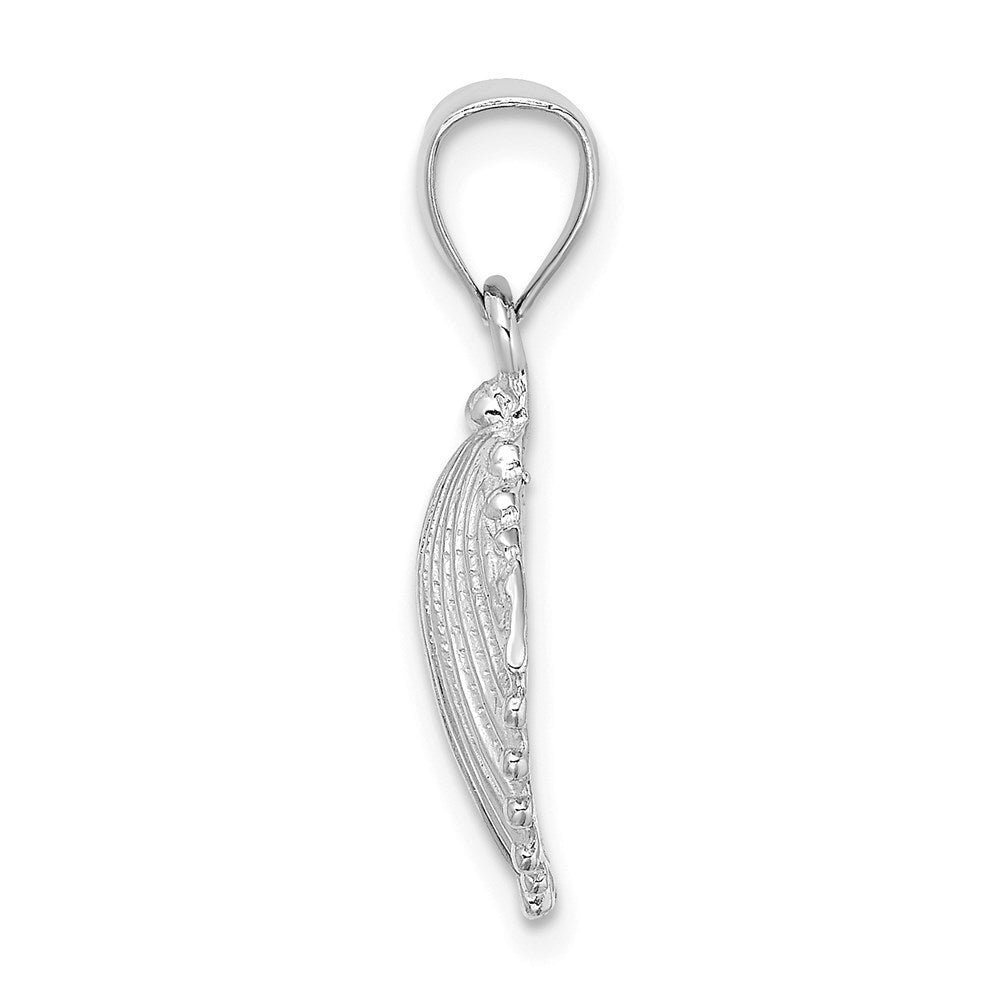 14k White Gold 14.8 mm Textured Scallop Shell Charm (1.51 grams)
