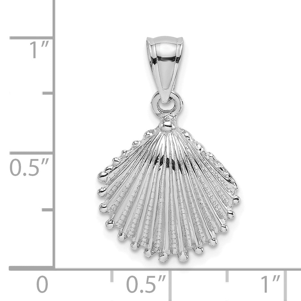 14k White Gold 14.8 mm Textured Scallop Shell Charm (1.51 grams)