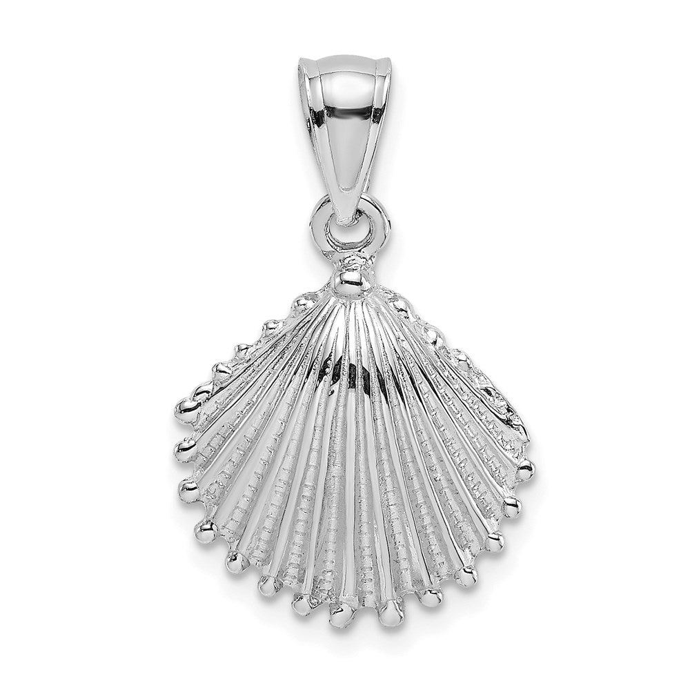 14k White Gold 14.8 mm Textured Scallop Shell Charm (1.51 grams)