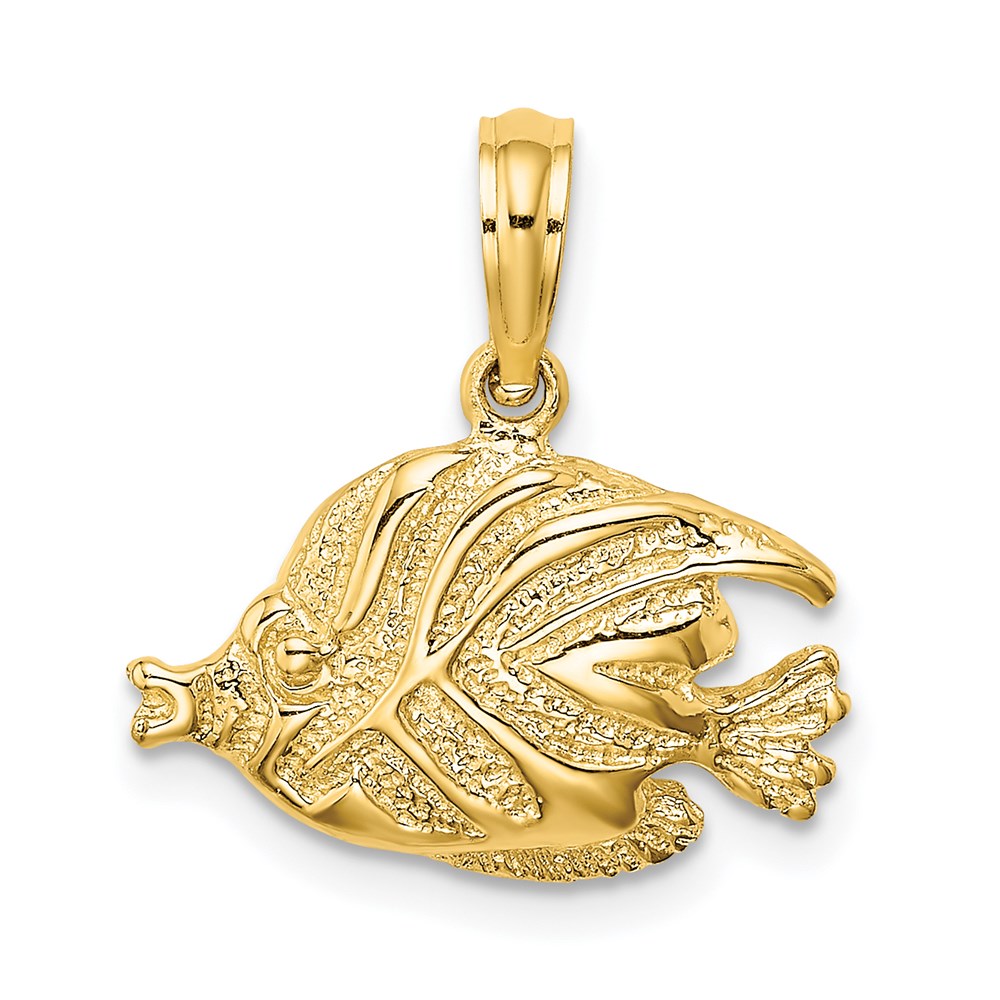 14k Yellow Gold 17.2 mm Polished Engraved Fish Charm (1.43 grams)