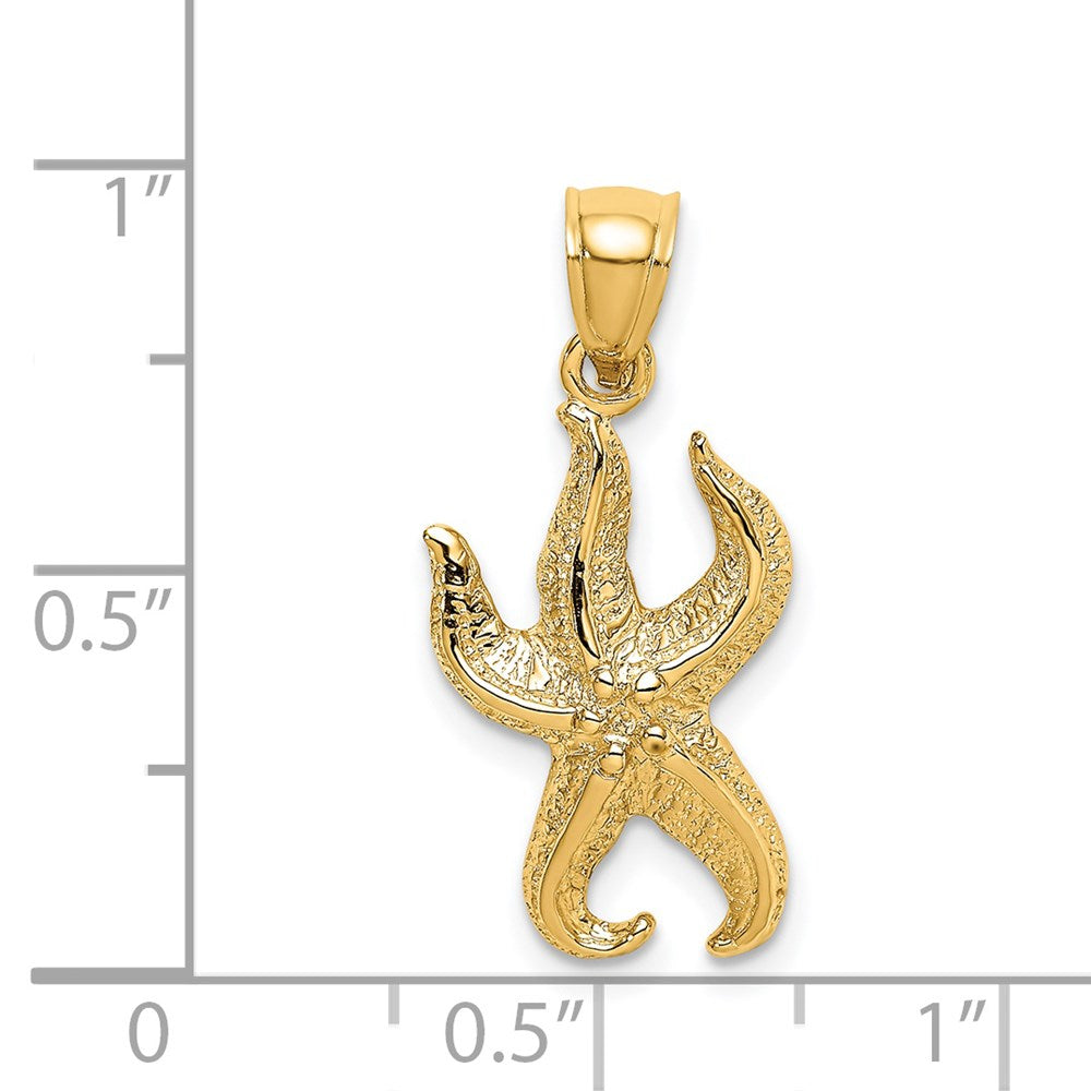 14k Yellow Gold 12.1 mm Textured Starfish Charm (1.53 grams)