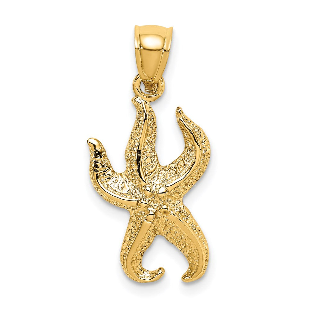 14k Yellow Gold 12.1 mm Textured Starfish Charm (1.53 grams)