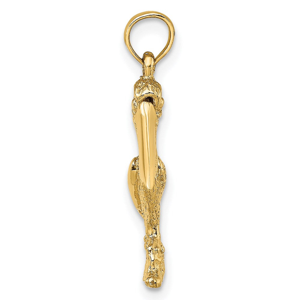 14k Yellow Gold 12 mm 3-D Standing Pelican with Moveable Mouth Charm (2.26 grams)