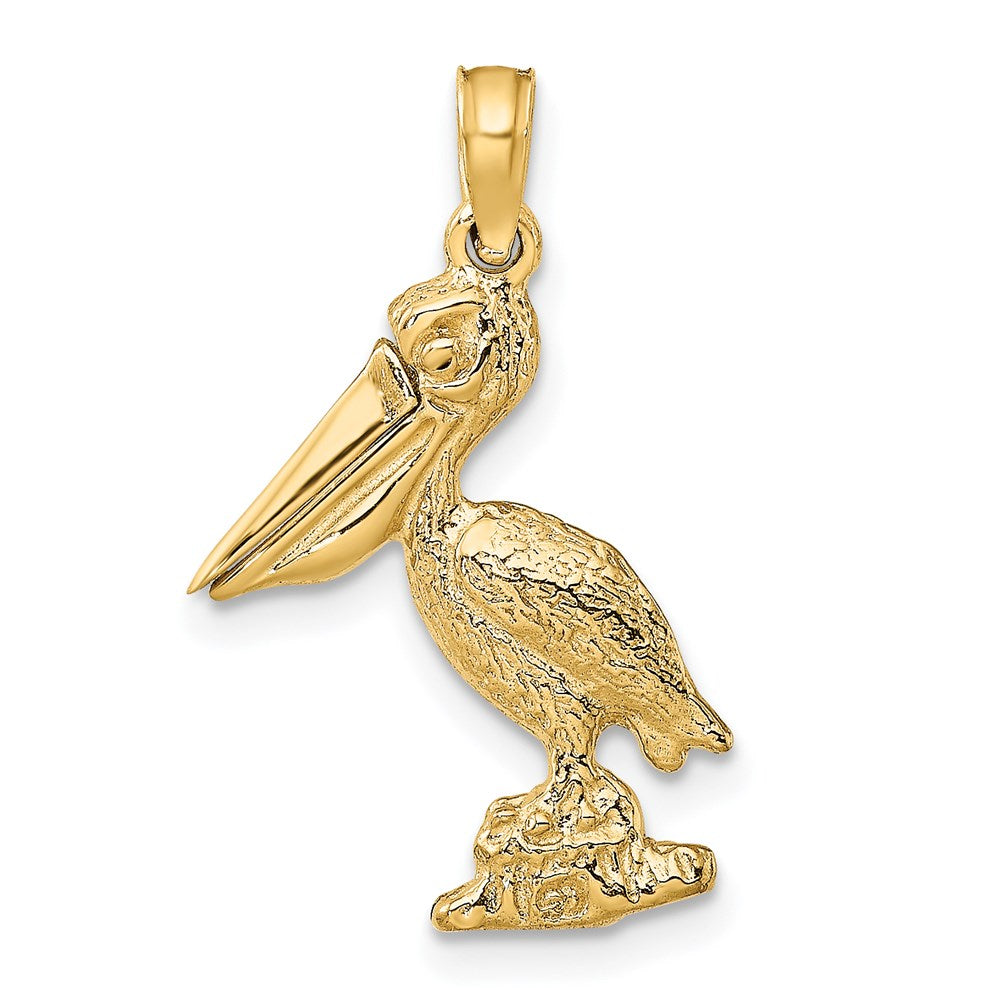 14k Yellow Gold 12 mm 3-D Standing Pelican with Moveable Mouth Charm (2.26 grams)