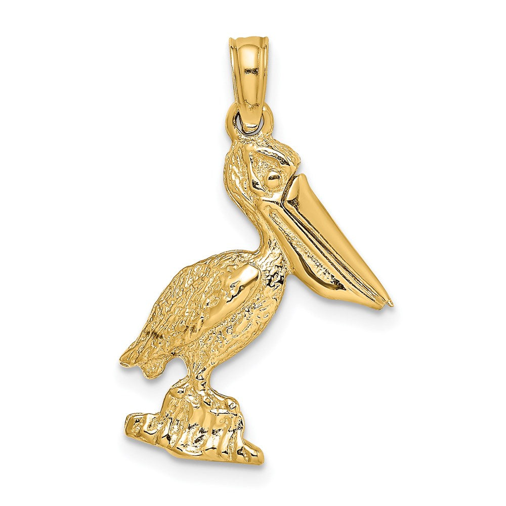 14k Yellow Gold 12 mm 3-D Standing Pelican with Moveable Mouth Charm (2.26 grams)