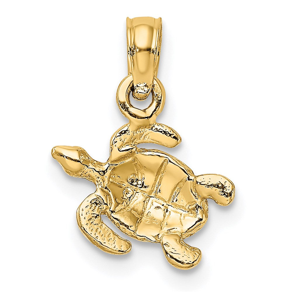 14k Yellow Gold 11.15 mm Textured Sea Turtle Charm (0.76 grams)