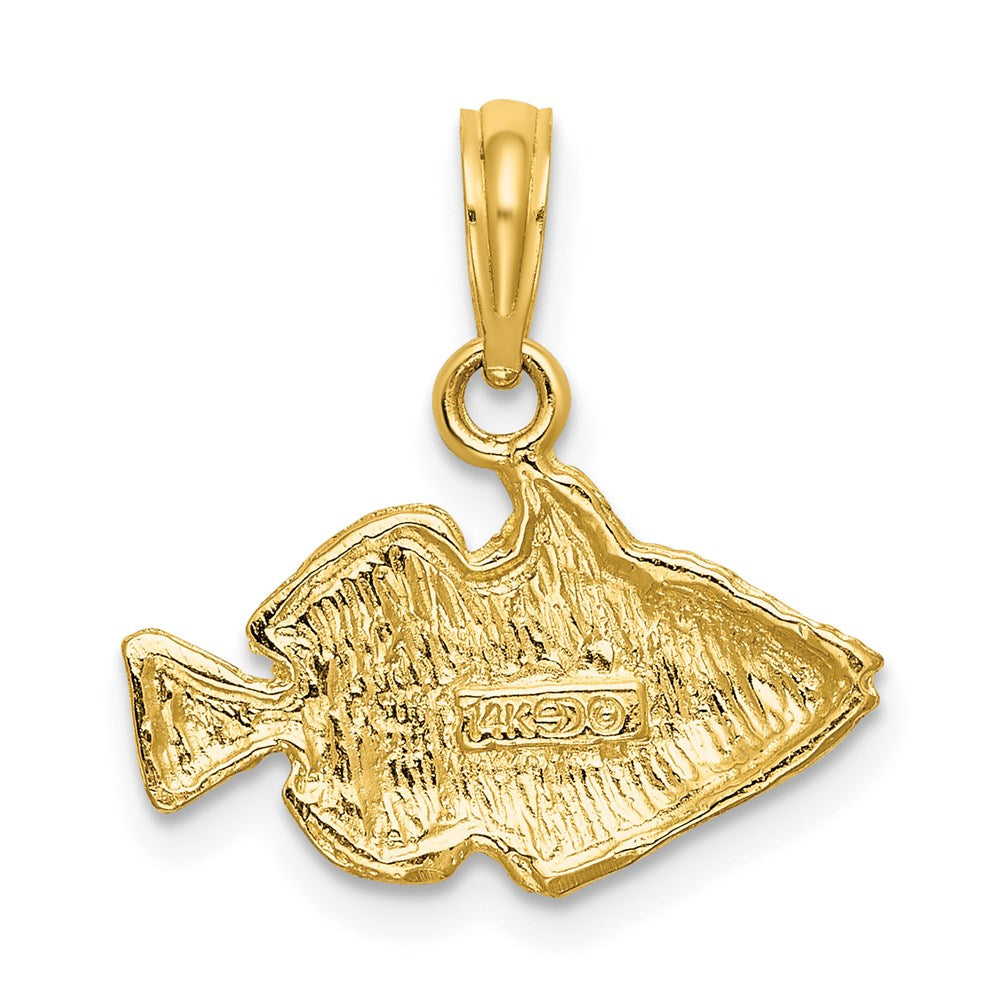 14k Yellow Gold 18.5 mm 2-D Engraved Striped Fish Charm (1.51 grams)