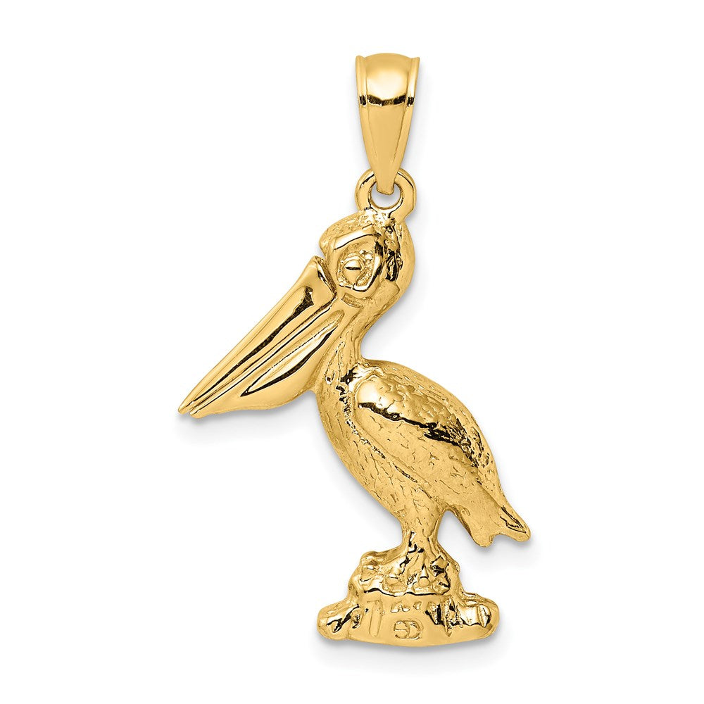 14k Yellow Gold 14.2 mm 3-D Large Standing Pelican with Moveable Mouth Charm (4.16 grams)