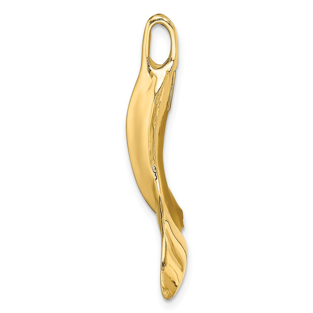 14k Yellow Gold 25.9 mm 3-D Polished Whale Tail Chain Slide (4.44 grams)