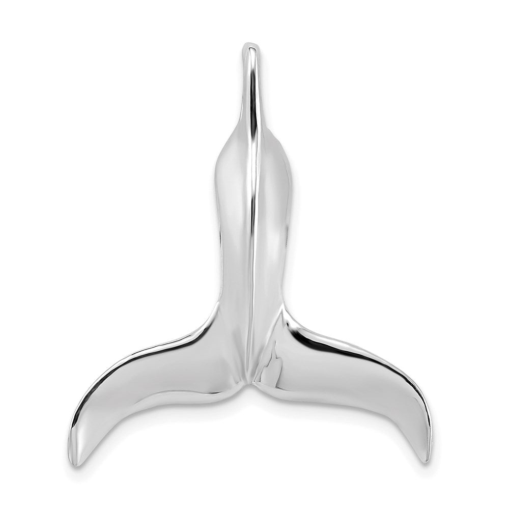 14k White Gold 25.9 mm 3-D Polished Whale Tail Chain Slide (4.04 grams)