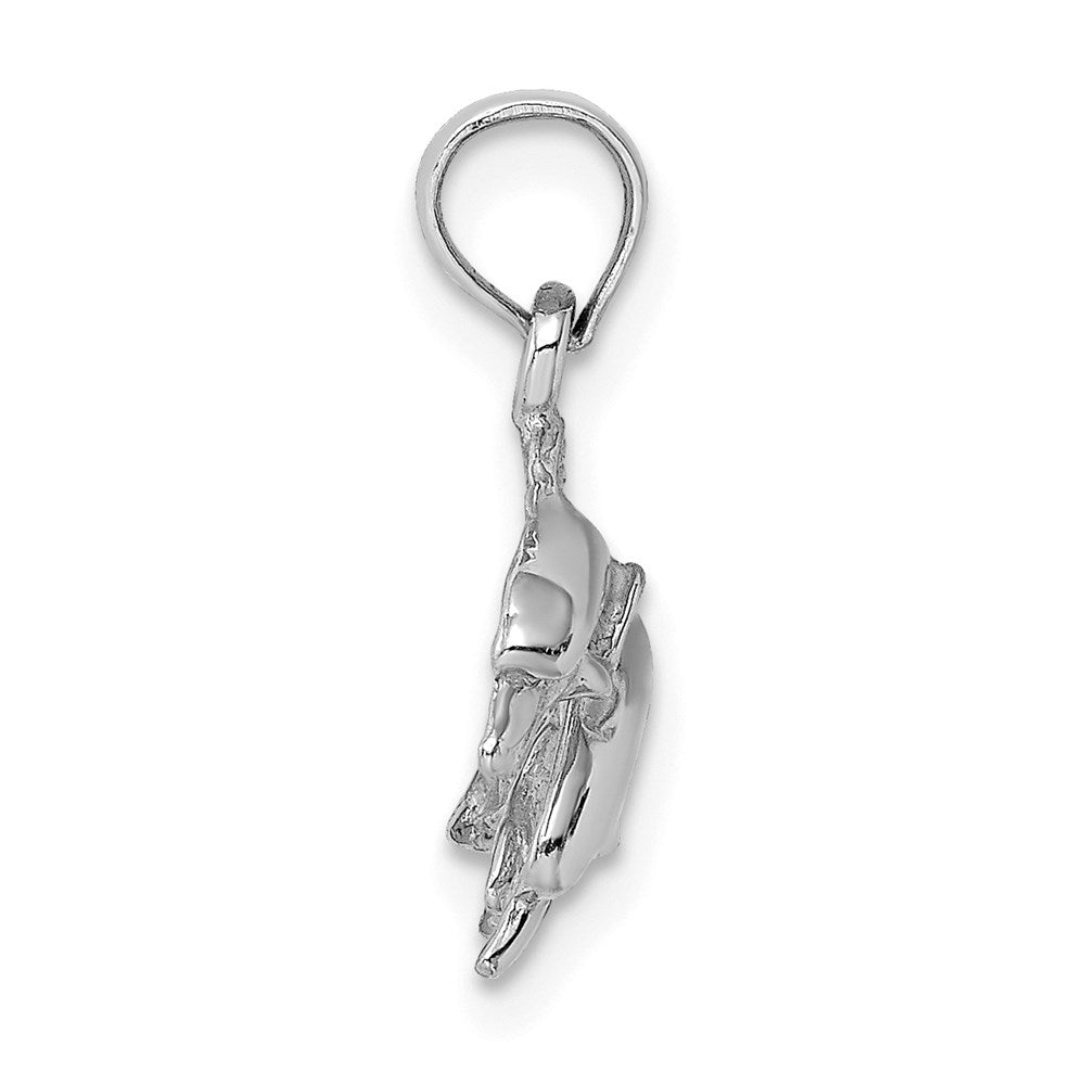 14k White Gold 19.5 mm Polished Double Dolphins Jumping Left Charm (1.44 grams)