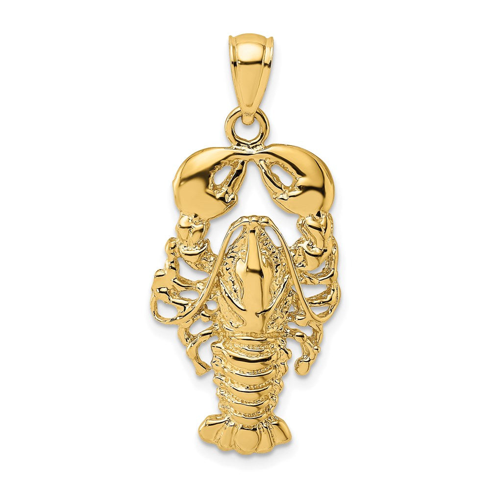 14k Yellow Gold 15.3 mm Textured Maine Lobster Charm (3.19 grams)