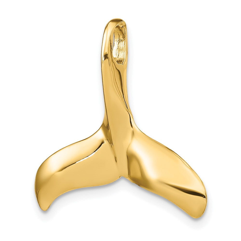14k Yellow Gold 25.5 mm 3-D Polished/Textured Whale Tail Charm (3.13 grams)