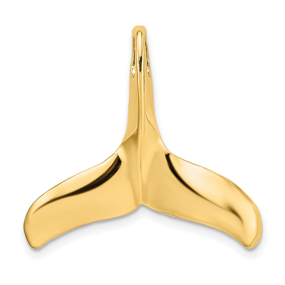 14k Yellow Gold 25.5 mm 3-D Polished/Textured Whale Tail Charm (3.13 grams)