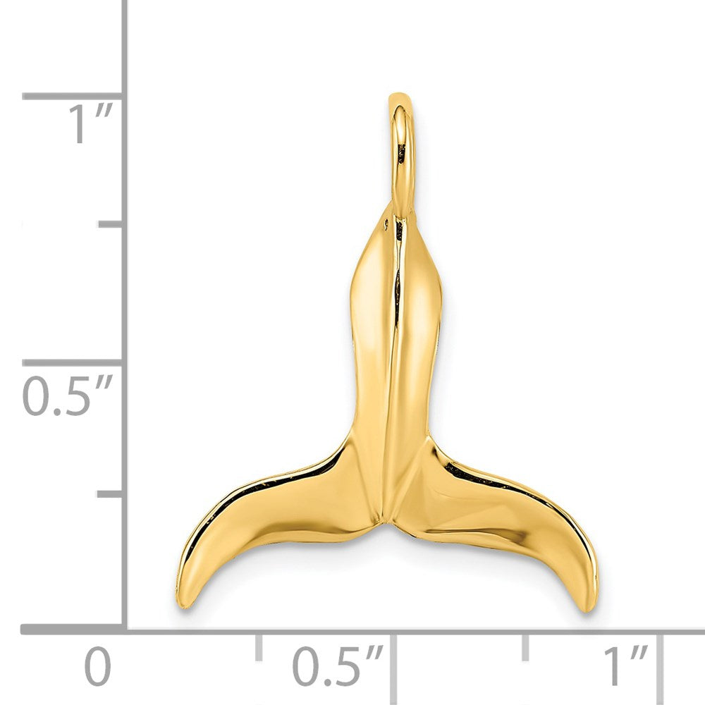 14k Yellow Gold 19.8 mm 3-D Polished Whale Tail Charm (1.84 grams)