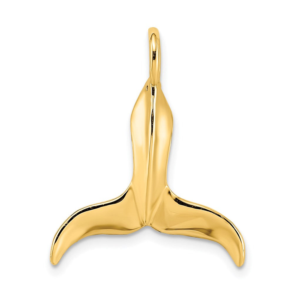 14k Yellow Gold 19.8 mm 3-D Polished Whale Tail Charm (1.84 grams)
