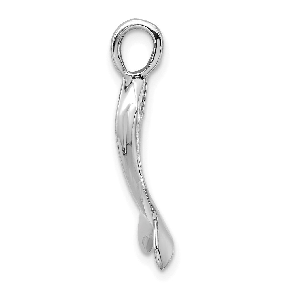14k White Gold 19.8 mm 3-D Polished Whale Tail Charm (1.79 grams)