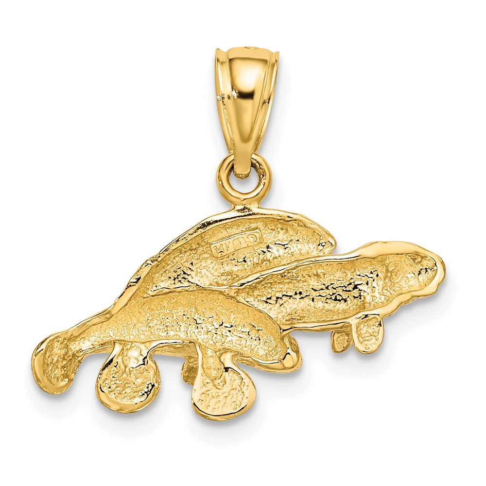 14k Yellow Gold 23.35 mm Polished Triple Manatee Charm (1.8 grams)