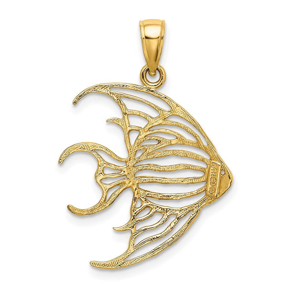 14k Yellow Gold 22.1 mm Cut-Out Angelfish Charm (1.5 grams)