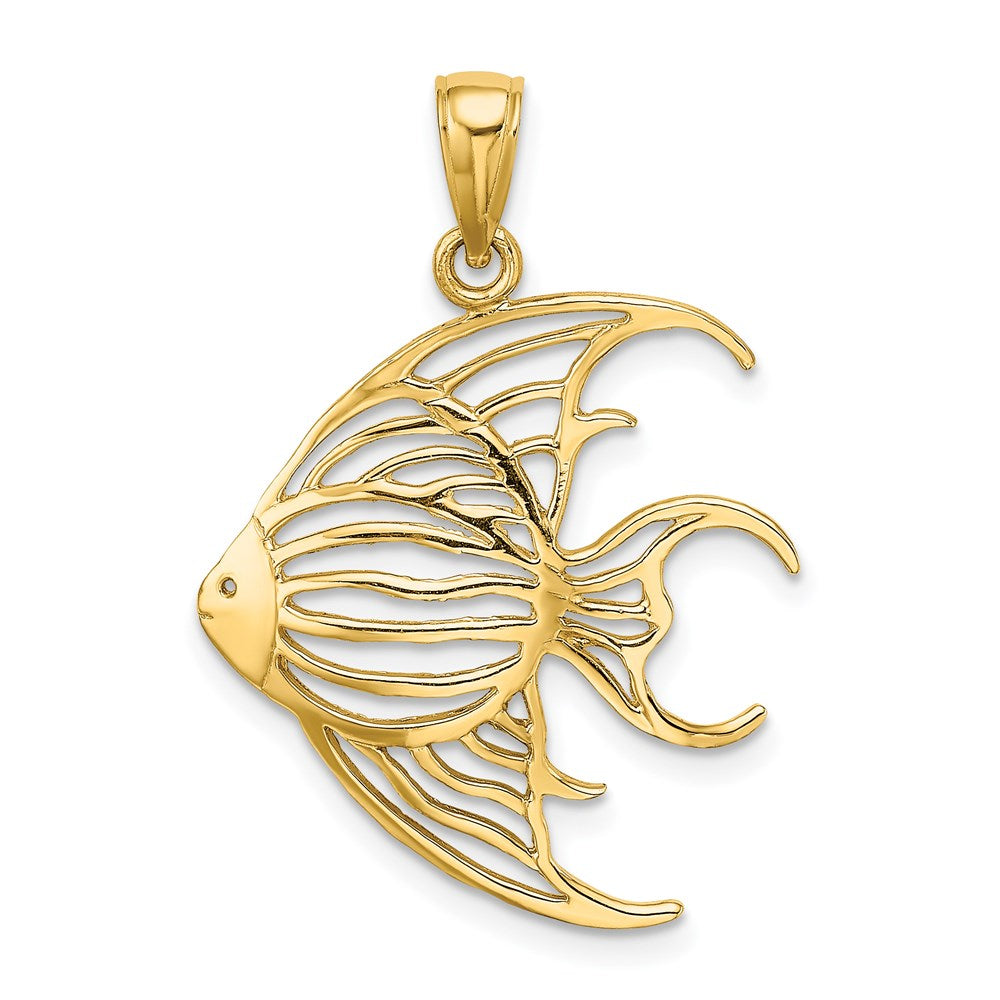 14k Yellow Gold 22.1 mm Cut-Out Angelfish Charm (1.5 grams)
