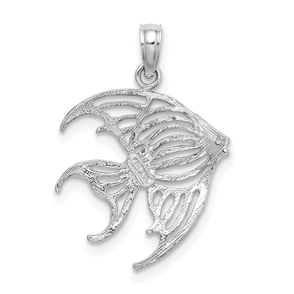 14k White Gold 17.95 mm Cut-Out Angelfish Charm (0.85 grams)
