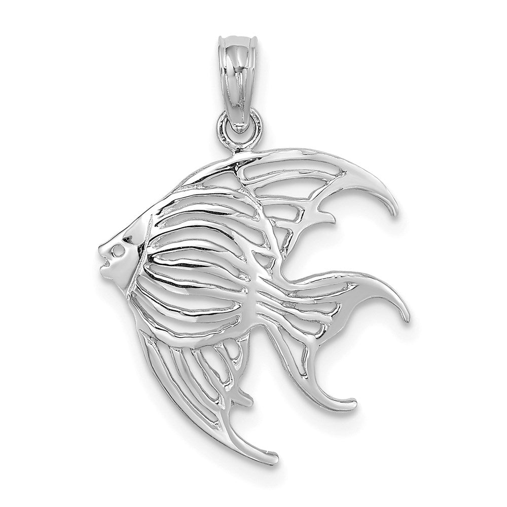 14k White Gold 17.95 mm Cut-Out Angelfish Charm (0.85 grams)