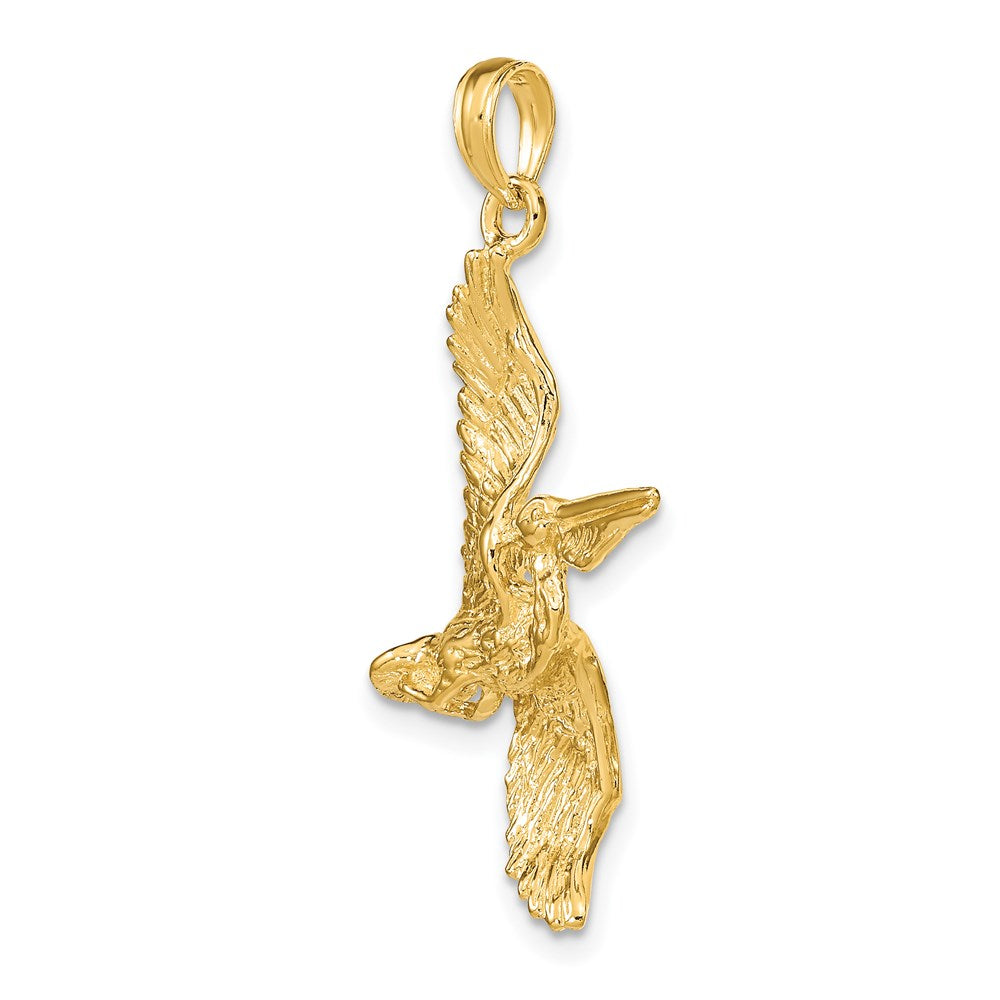 14k Yellow Gold 22.8 mm 3-D Pelican Flying Charm (3.25 grams)