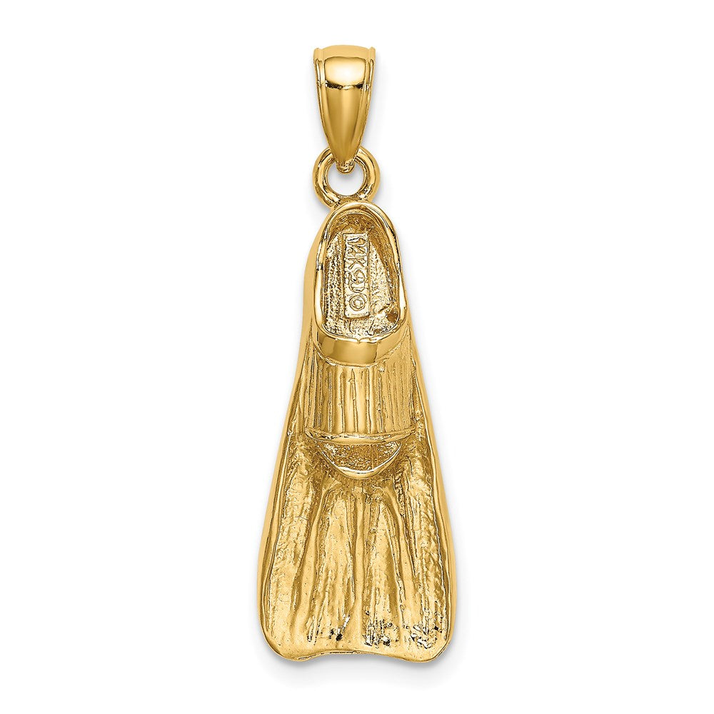 14k Yellow Gold 10.8 mm 3-D Scuba Flipper Charm (3.13 grams)