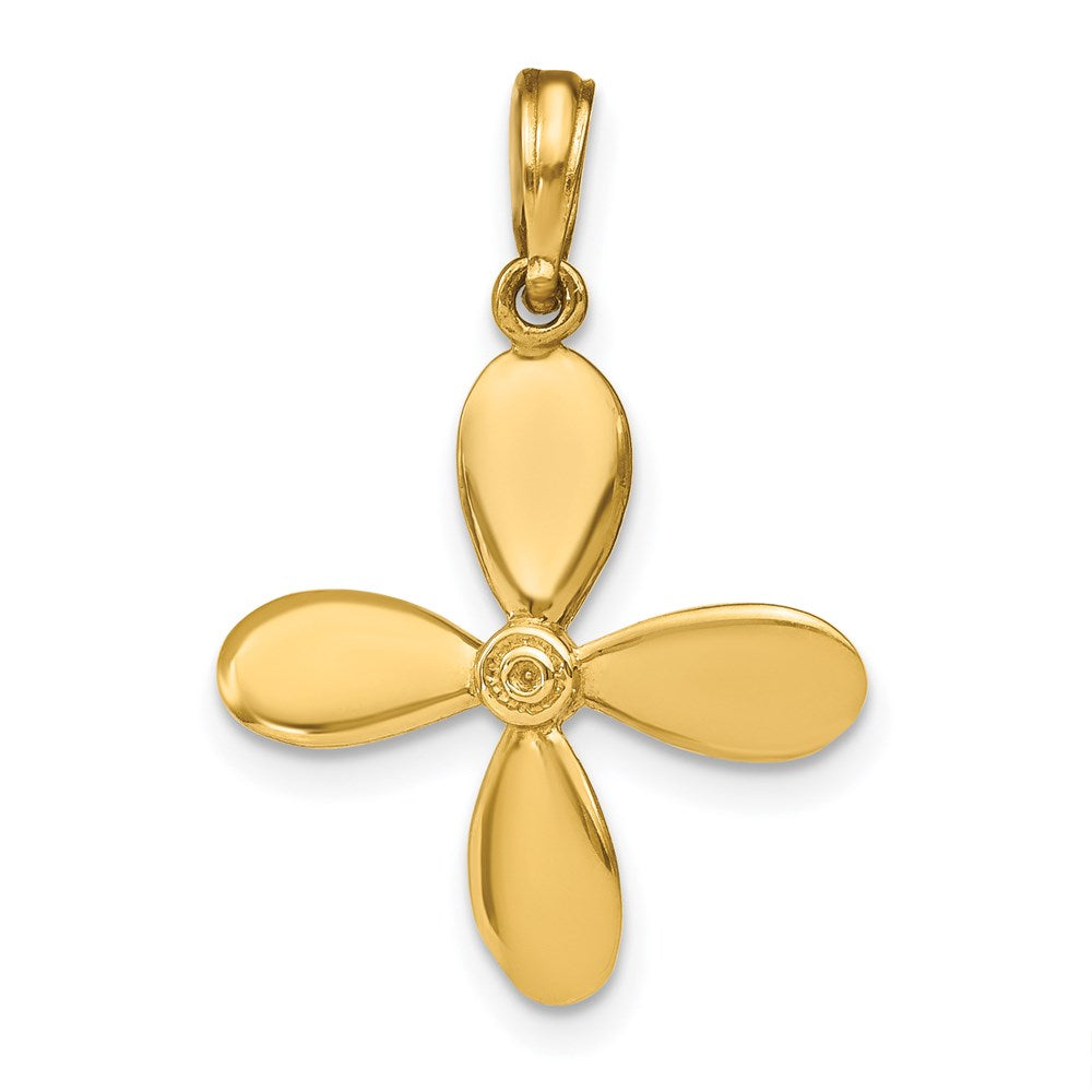 14k Yellow Gold 18.5 mm 3-D w/ 4 Blades Propeller Charm (1.8 grams)