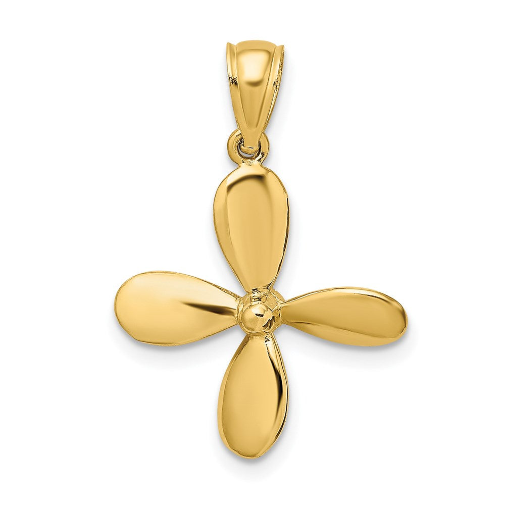 14k Yellow Gold 18.5 mm 3-D w/ 4 Blades Propeller Charm (1.8 grams)