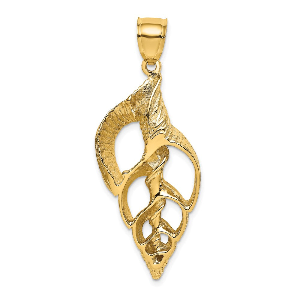 14k Yellow Gold 17.85 mm Cut-Out Conch Shell Skeleton Charm (8.73 grams)