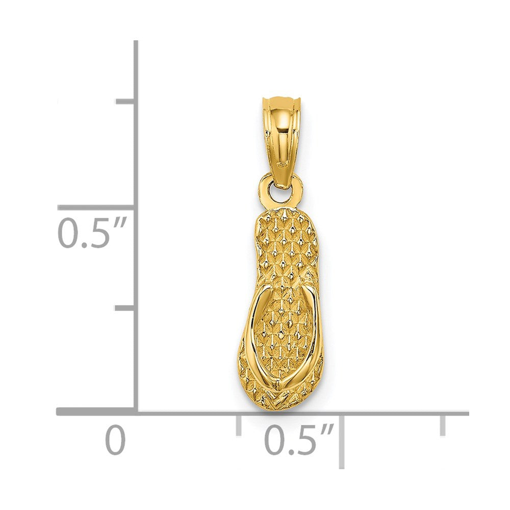 14k Yellow Gold 5.25 mm 3D REHOBOTH Single Flip-flop Charm (0.62 grams)