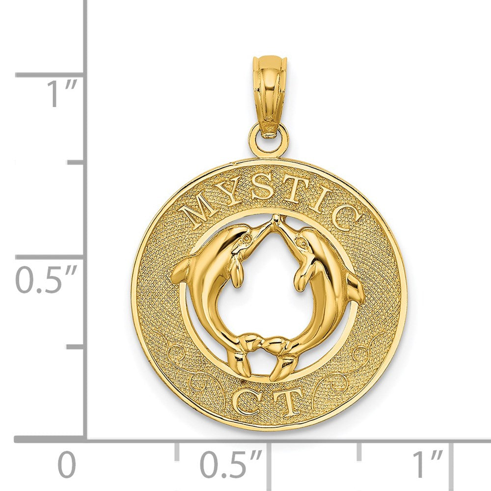 14k Yellow Gold 18.8 mm MYSTIC CT Dolphins Charm (1.96 grams)