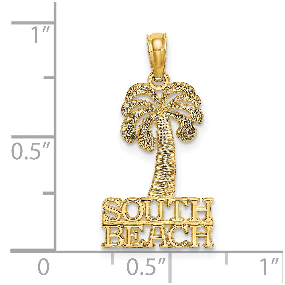 14k Yellow Gold 13.08 mm SOUTH BEACH Under Palm Tree Charm (0.9 grams)