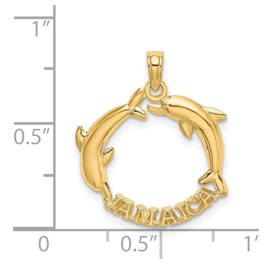 14k Yellow Gold 20.25 mm JAMAICA w/Dolphins Charm (1.05 grams)