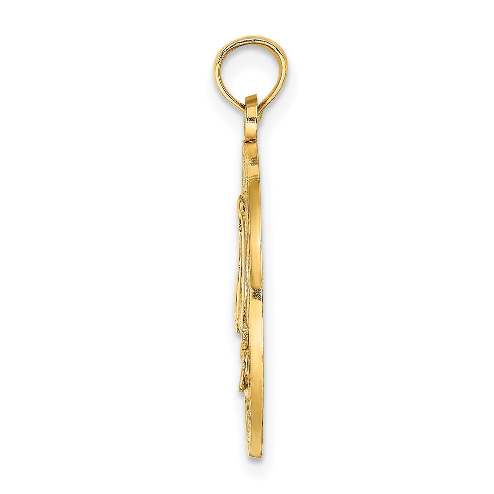 14k Yellow Gold 19.2 mm SANIBEL w/Sailboat Circle Charm (2.08 grams)