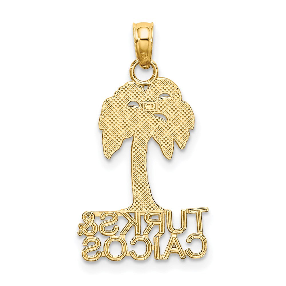 14k Yellow Gold 13.5 mm TURKS AND CAICOS Palm Tree Charm (0.91 grams)
