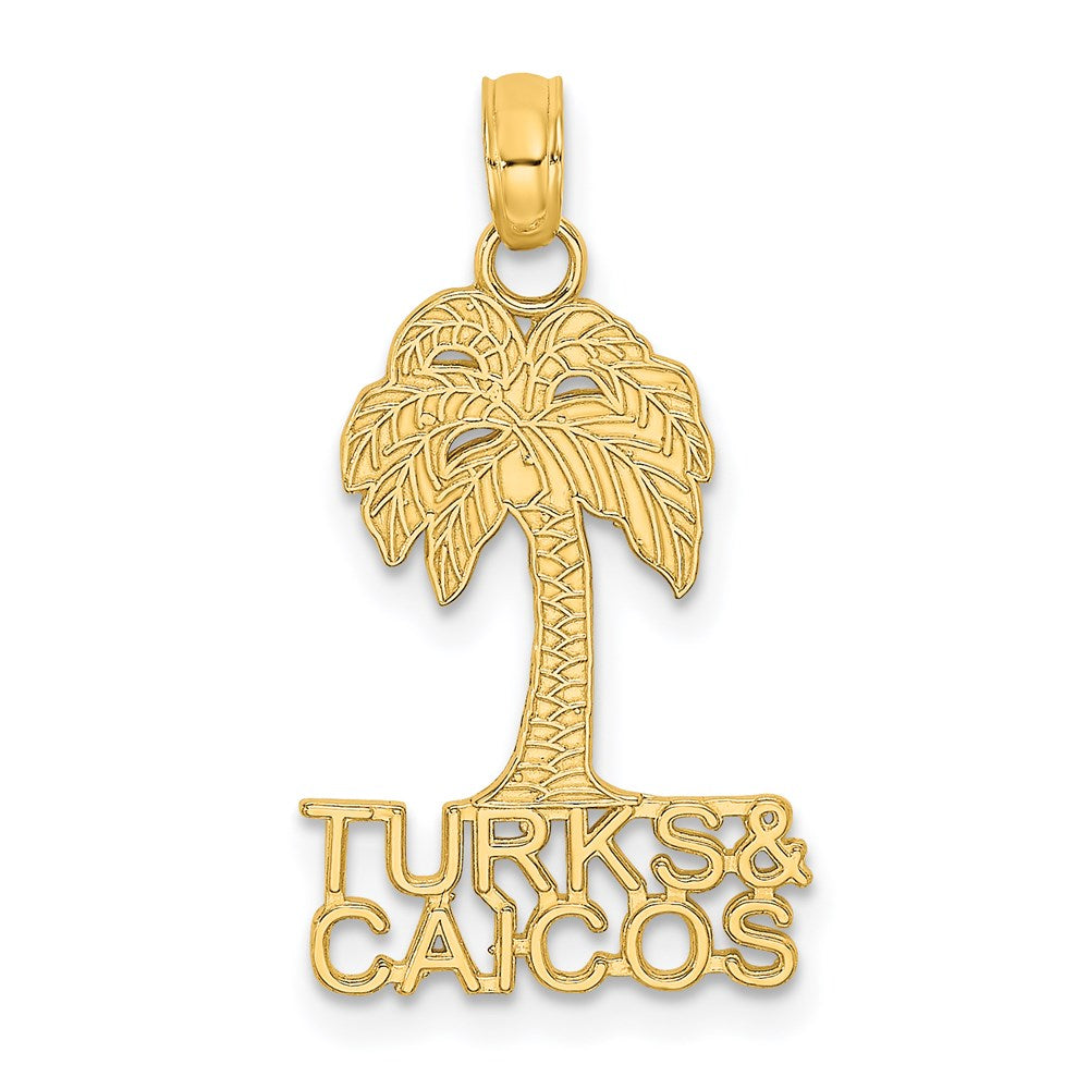 14k Yellow Gold 13.5 mm TURKS AND CAICOS Palm Tree Charm (0.91 grams)