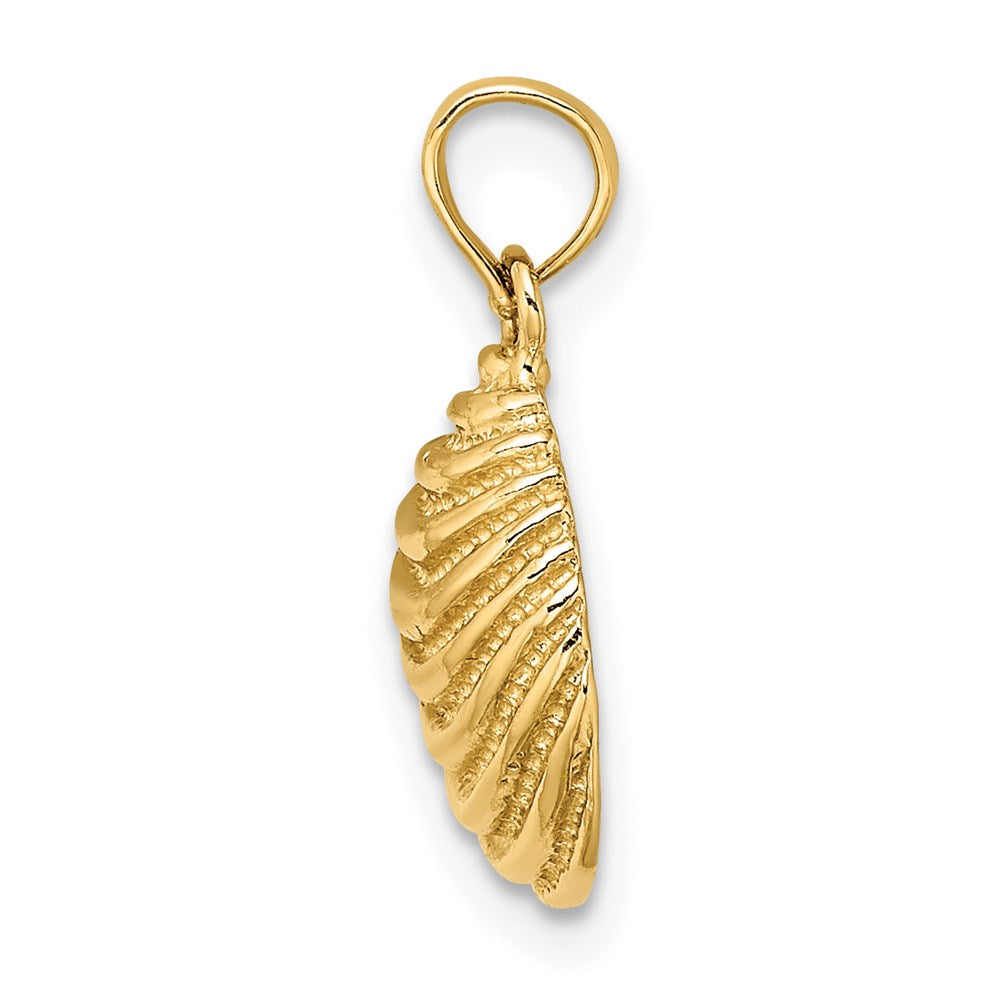 14k Yellow Gold 10.8 mm Clam Shell Charm (1.24 grams)