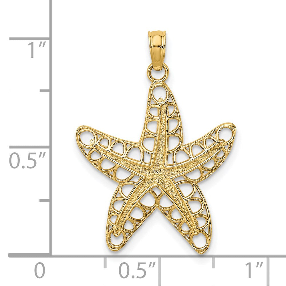 14k Yellow Gold 19.45 mm Cut-Out Starfish Charm (1.44 grams)