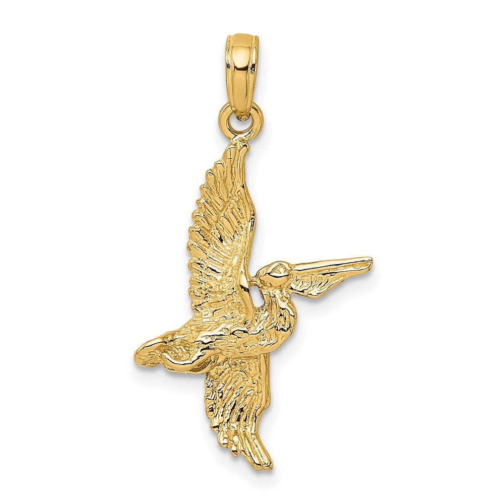 14k Yellow Gold 18 mm 3-D Pelican Flying Charm (1.59 grams)