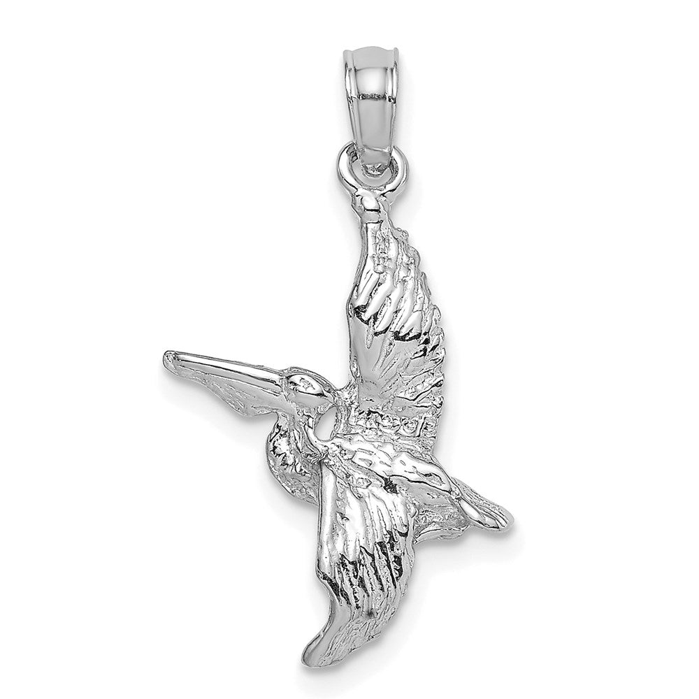 14k White Gold 15.4 mm 3-D Pelican Flying Charm (1.19 grams)