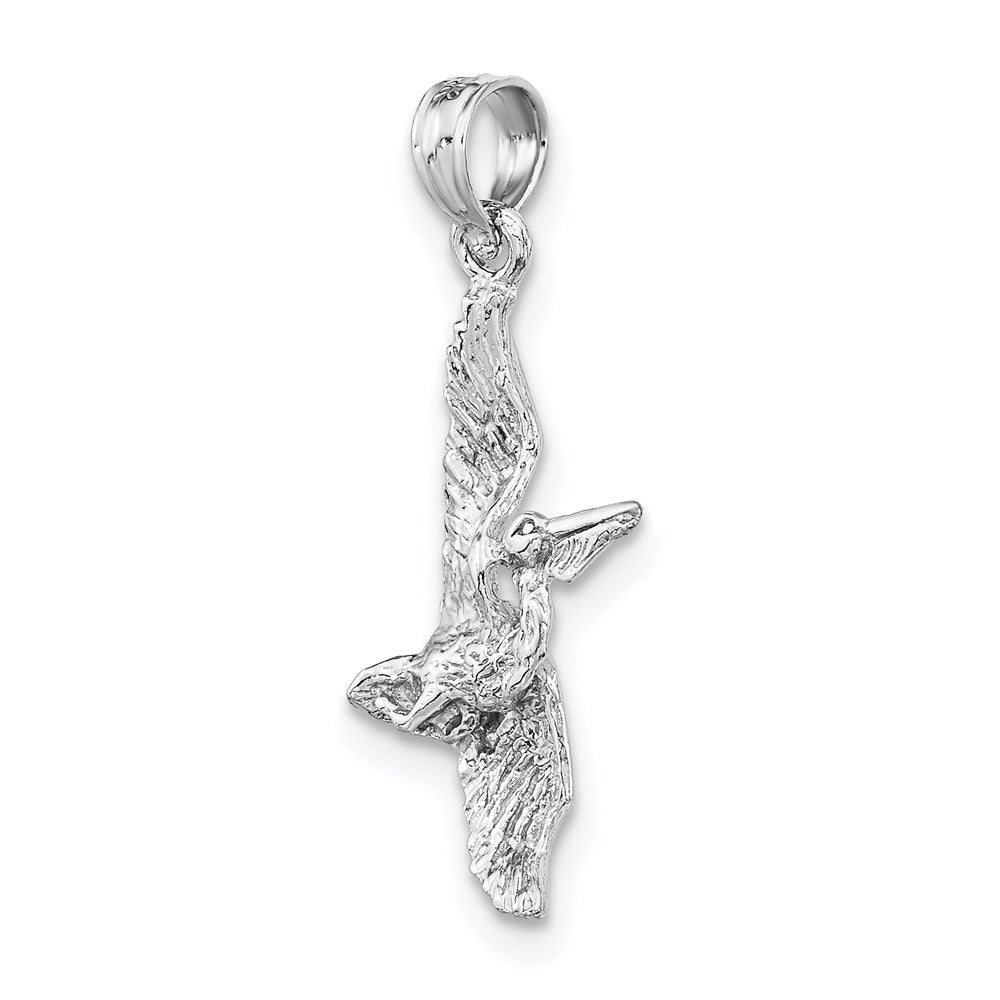 14k White Gold 15.4 mm 3-D Pelican Flying Charm (1.19 grams)