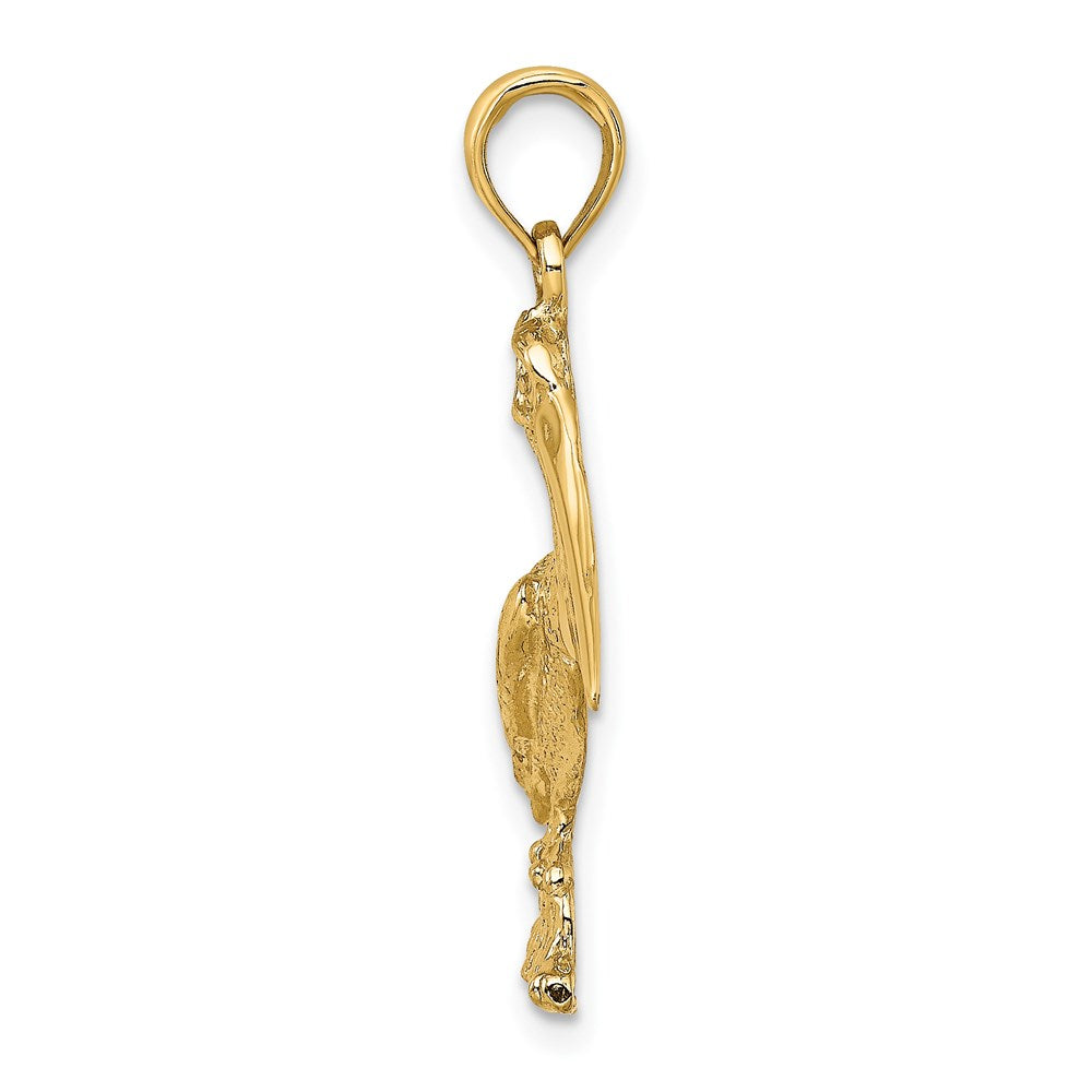 14k Yellow Gold 20.3 mm Standing Pelican Charm (2.11 grams)