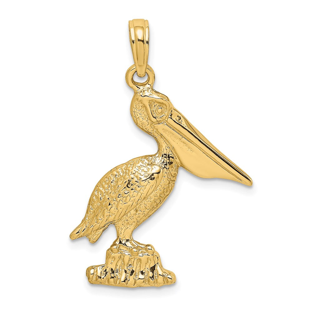 14k Yellow Gold 20.3 mm Standing Pelican Charm (2.11 grams)