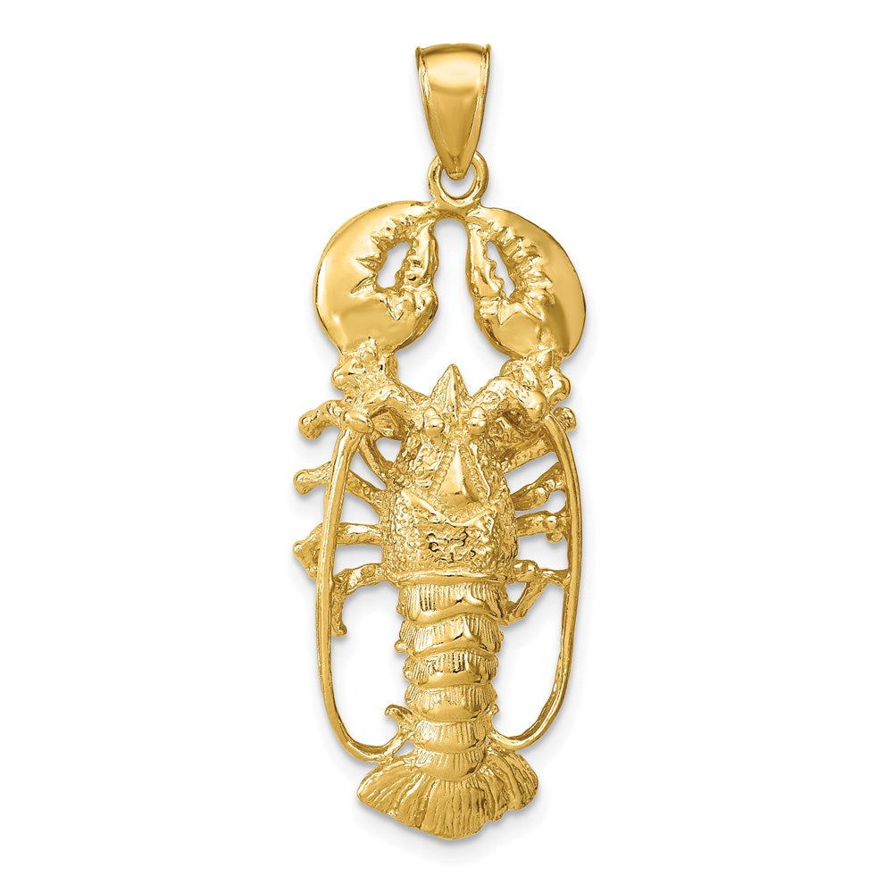 14k Yellow Gold 16 mm 3D Lobster Pendant (6.25 grams)