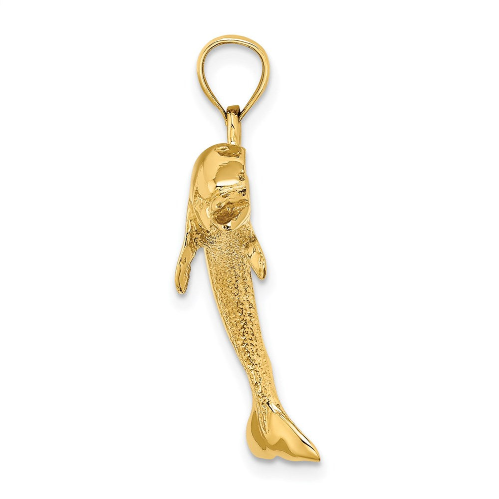 14k Yellow Gold 32.1 mm Polished Jumping Dolphin Charm (4.22 grams)