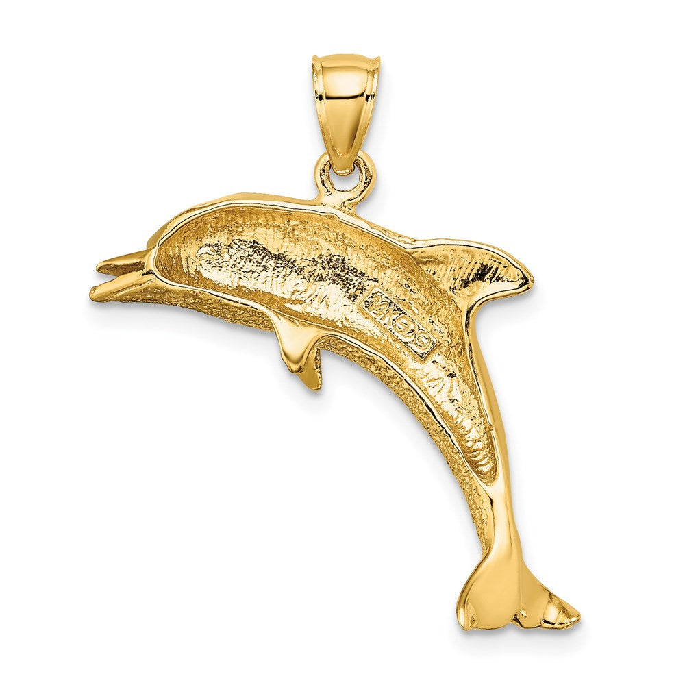 14k Yellow Gold 32.1 mm Polished Jumping Dolphin Charm (4.22 grams)